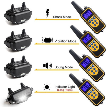 Remote Dog Training Collar Rechargeable and Rainproof 800M LCD Electric Pet Dog Shock Collar with Beep Vibration and Shock Electronic Collar belt for 1-3 Dogs Trainer (1-3 PCS Receiver)