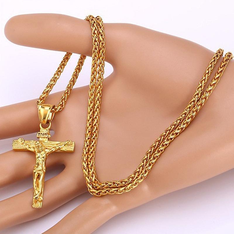 NEW Vintage Brother 18K Alloy Cross Necklace Men's Catholic Jesus Pendant + Necklace [<lun>]