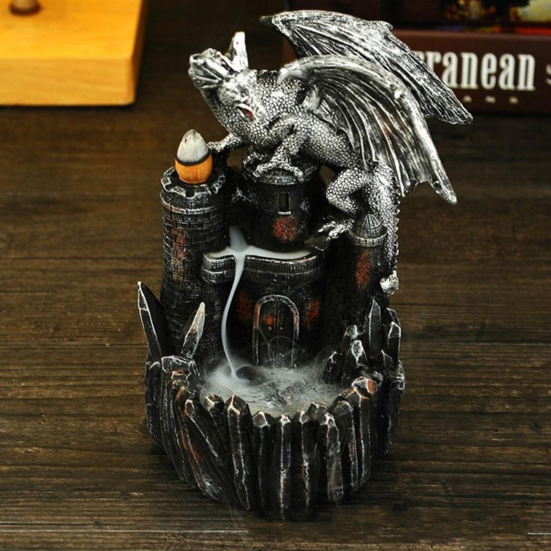 Halloween Skull and Black Dragon Backflow Incense Burners,Ceramic Home Decor  Handmade Gifts [<lun>]