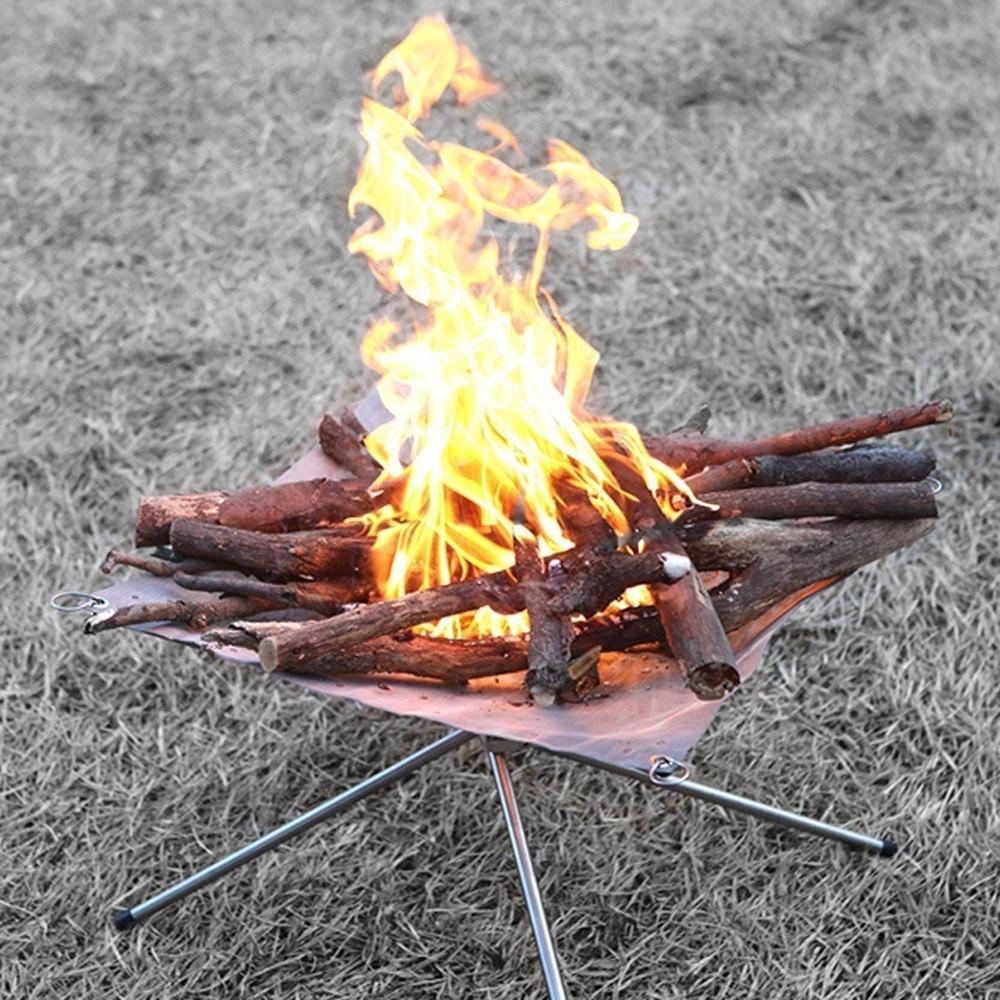 New Folding Camp Stove Fire Frame Stand Wood Burning Grill Stainless Steel Rack Heater Camping Tool [<lun>]