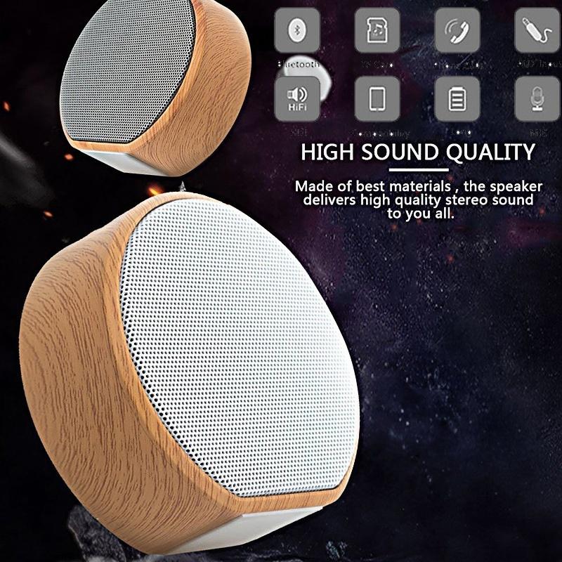 Portable Wood Grain Mini Speaker Bluetooth Wireless Super Bass Subwoofer 10m Distance Bluetooth Control