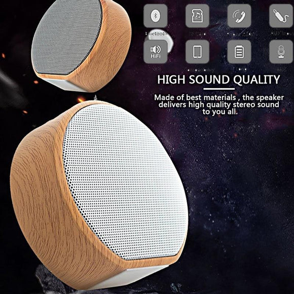 Portable Wood Grain Mini Speaker Bluetooth Wireless Super Bass Subwoofer 10m Distance Bluetooth Control