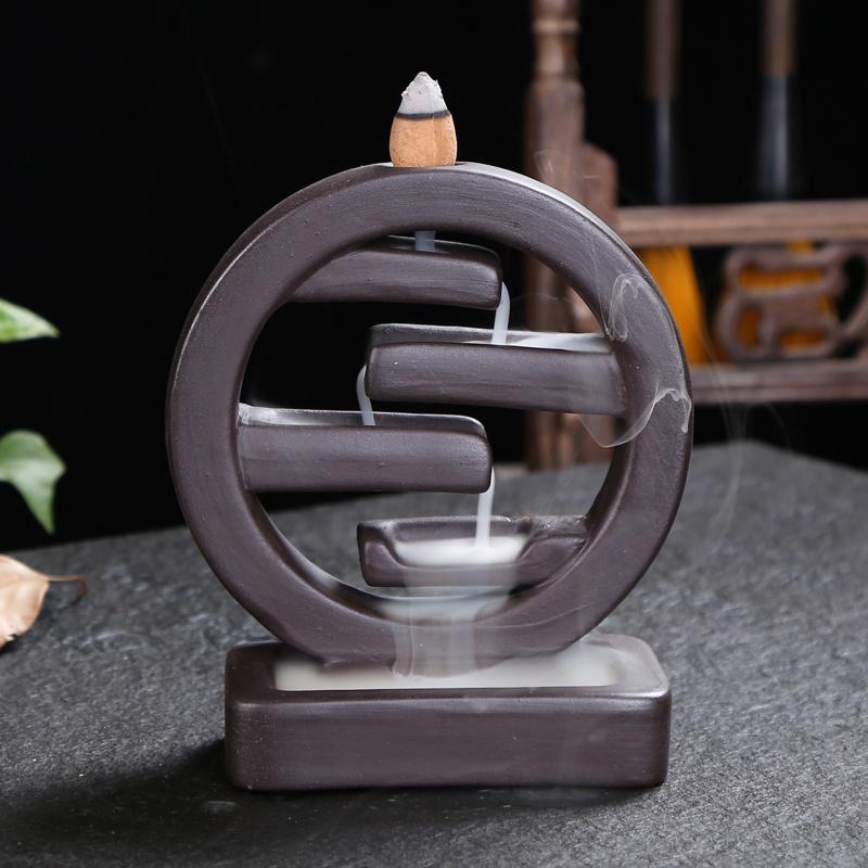 Characteristic style Ceramic Backflow Incense Holder Waterfall Incense Burner, Aromatherapy Ornament Home Decor Meditation Yoga [<lun>]