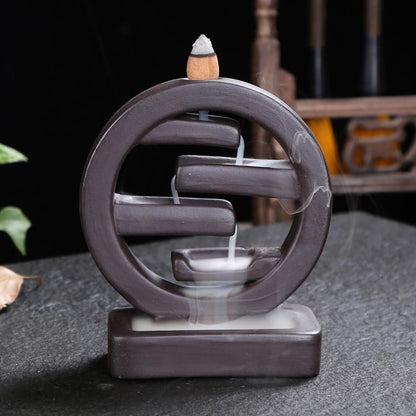Characteristic style Ceramic Backflow Incense Holder Waterfall Incense Burner, Aromatherapy Ornament Home Decor Meditation Yoga [<lun>]