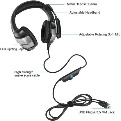 Stereo Gaming Headset for PS4, Xbox One, PC, Enhanced 7.1 Surround Sound, Updated Noise Cancelling Mic Headphones, Soft Breathing Earmuffs, Mute &amp; Volume Control for Nintendo Switch Laptop