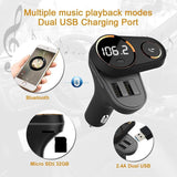 Car Adapter, Bluetooth FM Transmitter for car, Wireless In-Car Bluetooth Receiver for iPhone iPad Samsung, Hands-free Car Charger with 2.4A Dual USB Ports, TF Card Mp3 Player [&lt;lun&gt;]