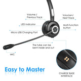 Bluetooth Headset, Trucker Bluetooth Headset, V5.0 Handsfree Wireless Phone Headset with Charging Station, Noice Cancelling, Bluetooth Headset with Microphone, Suitable for Call Center Office Phone