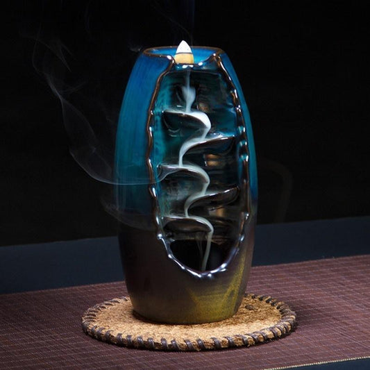 Retro Handmade Ceramic Backflow Incense Burner Home Decor Incense Holder Buddhist Crafts +60 Incense Cones