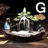 Retro Handmade Ceramic Backflow Incense Burner Home Decor Incense Holder Buddhist Crafts +60 Incense Cones
