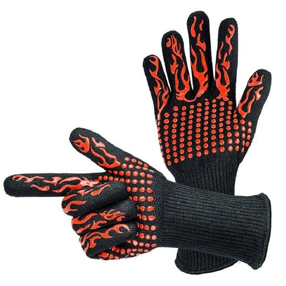 BBQ Gloves,Oven Gloves1472℉ Extreme Heat Resistant, Food Grade Kitchen Grill Gloves, Silicone Grilling Gloves, Non-Slip Cooking Gloves for Barbecue, Cooking, Baking, Welding, Cutting