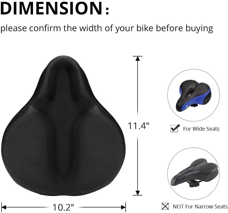 Exercise Bike Seat Cover - Large Wide Foam &amp; Gel Padded Bicycle Saddle Cushion for Women Men Everyone, Bicycle Seat Cover for Exercise Bike Spin Bike Cruiser Bike Indoor Cycling