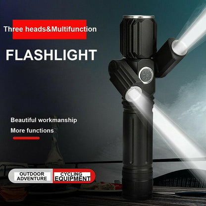 Three Head USB Rechargeable Bike Light Set Powerful Lumens Bicycle Light Road Bike Headlight