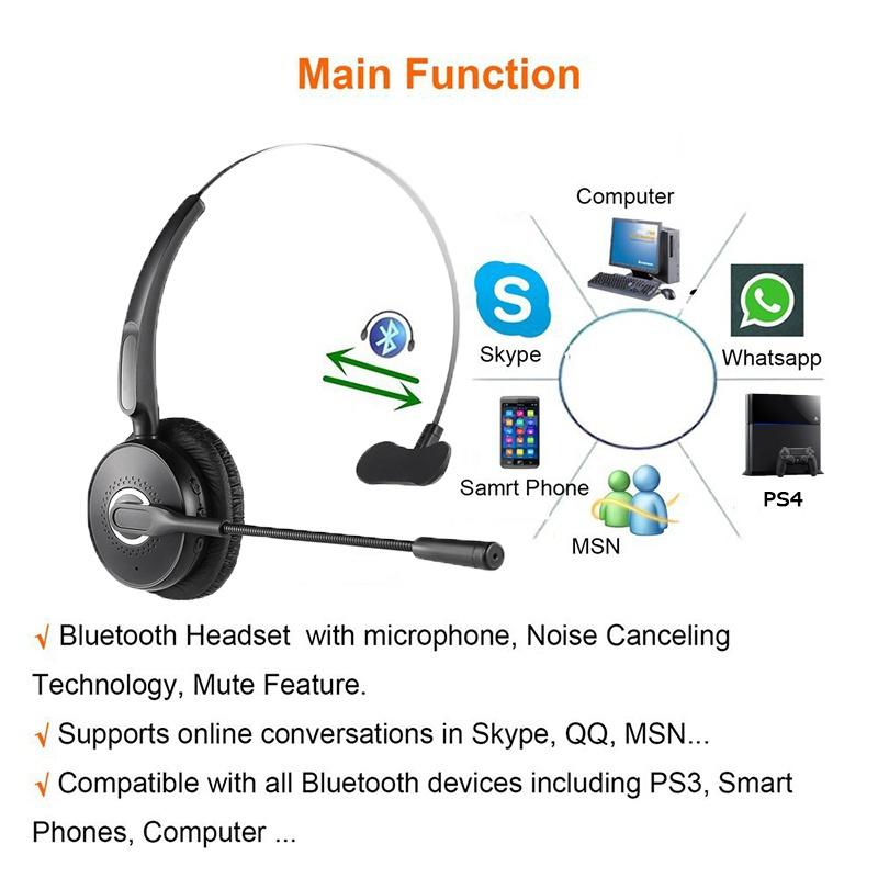 2021 New Trucker HeadsetBluetooth Headset,Noise Canceling Wireless Bluetooth Headset with Microphone for Truck Driver, Over the Head Earpiece, On Ear Car Bluetooth Headphones with 20 Hours Talk Time for Cell Phone