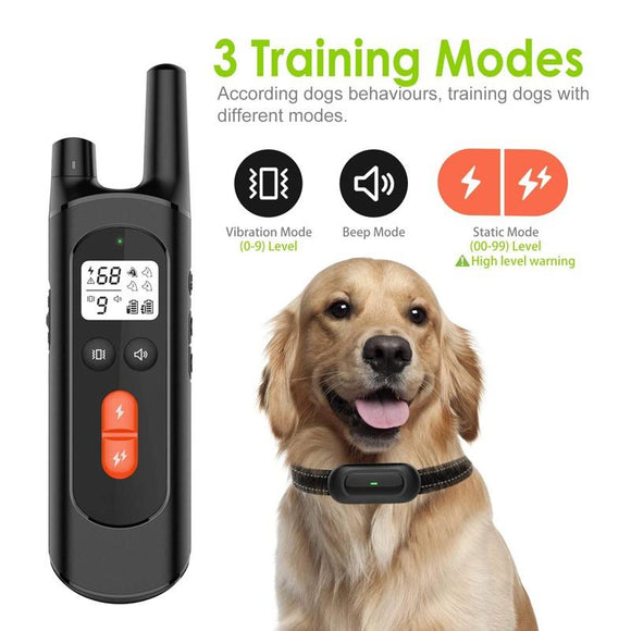 Dog Training Collar - Rechargeable Shock Collars for Dogs with Remote, 3 Training Modes, Beep, Vibration and Shock, 100% Waterproof Collar, 1600Ft Remote Range, 0~99 Shock Levels Dog Training Set