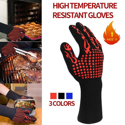 BBQ Grilling Gloves 1472℉ Extreme Heat Resistant Cooking Non-Slip Kitchen Outodor Barbecue Baking Silicone Gloves