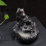 2020 With 60 Incense Cones Buddhist Porcelain Dragon Incense Holder Smoke Backflow Fragrance Retro Art