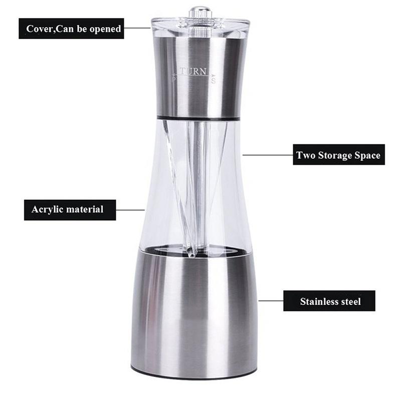 2021 Salt and Pepper Grinder Mills (2rd Generation, Ceramic Core with Adjustable Coarseness), Manual Design Salt Shakers, Allows Two Kinds of Seasoning Used at The Same Time [<lun>]