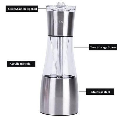 2021 Salt and Pepper Grinder Mills (2rd Generation, Ceramic Core with Adjustable Coarseness), Manual Design Salt Shakers, Allows Two Kinds of Seasoning Used at The Same Time [<lun>]
