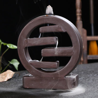 Exquisite Retro Handmade Ceramic Backflow Incense Burner Home Decor Incense Holder Buddhist Crafts +20 Incense Cones