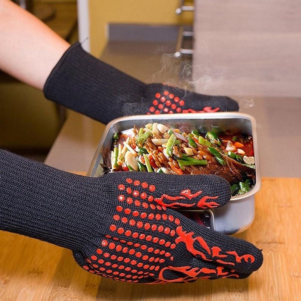 BBQ Grilling Gloves 1472℉ Extreme Heat Resistant Cooking Non-Slip Kitchen Outodor Barbecue Baking Silicone Gloves