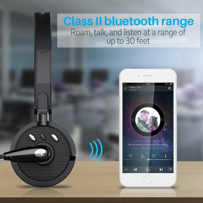 New Bluetooth Headphones with Mic,Wireless Bluetooth Headset Noise Cancelling Headphones with Boom Microphone On Ear Phone Headset for Office Phone Call Center Customer Service PC Cell Phones [<lun>]