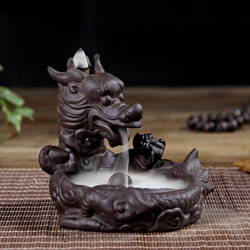 Backflow Ceramic Waterfall Glaze Incense Smoke Cone Burner Holder Home Decor [<lun>]
