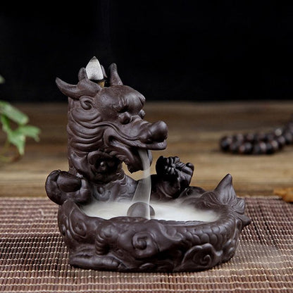 Backflow Ceramic Waterfall Glaze Incense Smoke Cone Burner Holder Home Decor [<lun>]