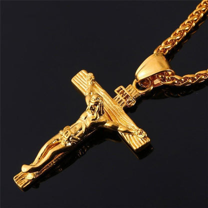 NEW Vintage Brother 18K Alloy Cross Necklace Men's Catholic Jesus Pendant + Necklace [<lun>]