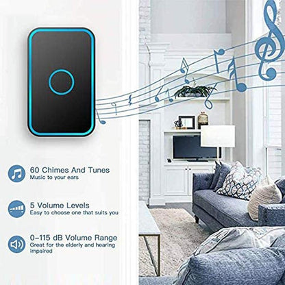 Latest Wireless Doorbell with 2 Receivers, IP55 Waterproof Doorbell, 1500 Feet Range, 5 Volume Levels, 60 Chimes &amp; LED Flash