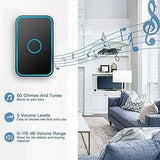 Latest Wireless Doorbell with 2 Receivers, IP55 Waterproof Doorbell, 1500 Feet Range, 5 Volume Levels, 60 Chimes &amp; LED Flash