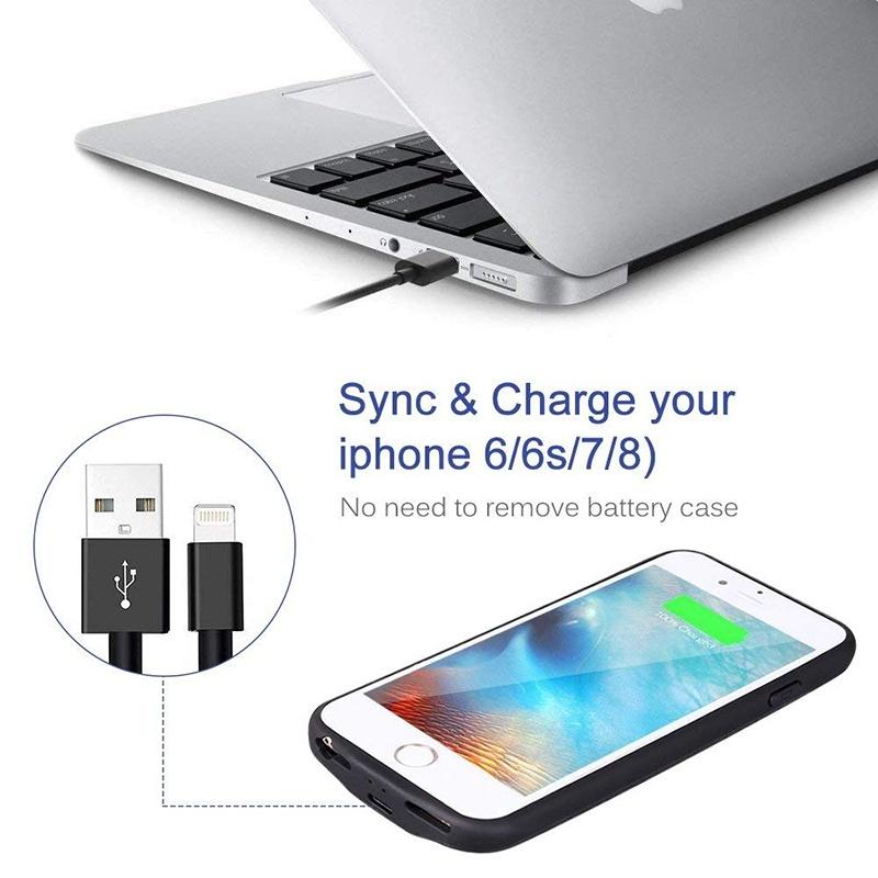 Slim Silicone Battery Case for iPhone 8/7/6S/6/8 Plus / 7 Plus / 6S Plus/6 Plus, 2500mAh/3700mAh Portable Charging Case External Rechargeable Charger Case Juice Pack Protective Power Case for iPhone