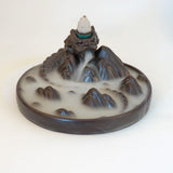 Exquisite Retro dragon Porcelain Ceramic Backflow Incense Burner Holder Buddhist Censer Decoration w/ 20 pcs Incense Cones