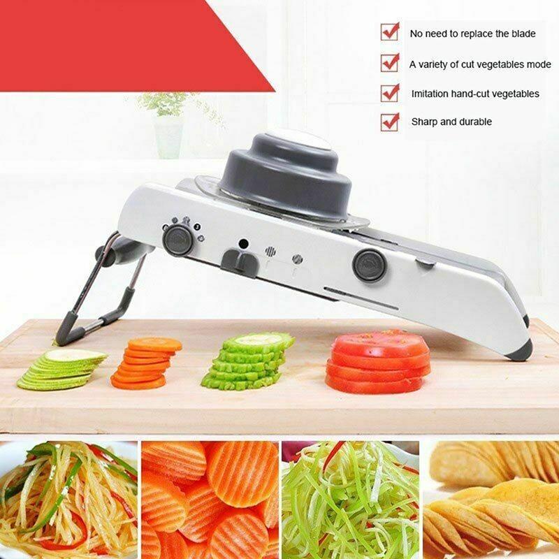 New Mandoline Food Slicer, Stainless Steel Adjustable Vegetable Cutter Manual Kitchen Vegetable Shredder Julienne Chopper for Potato French Fries Fruits Vegetable Salad White [<lun>]