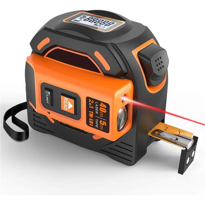 Laser Tape Measure 2-in-1,Construction Laser Measure 131 Ft, Tape Measure 16 Ft Metric and Inches with LCD Digital Display, Movable Magnetic Hook
