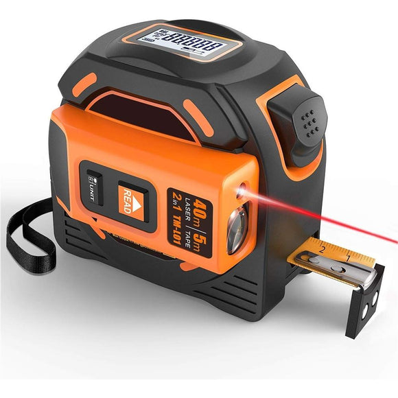Laser Tape Measure 2-in-1,Construction Laser Measure 131 Ft, Tape Measure 16 Ft Metric and Inches with LCD Digital Display, Movable Magnetic Hook