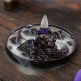 Exquisite Retro dragon Porcelain Ceramic Backflow Incense Burner Holder Buddhist Censer Decoration w/ 20 pcs Incense Cones