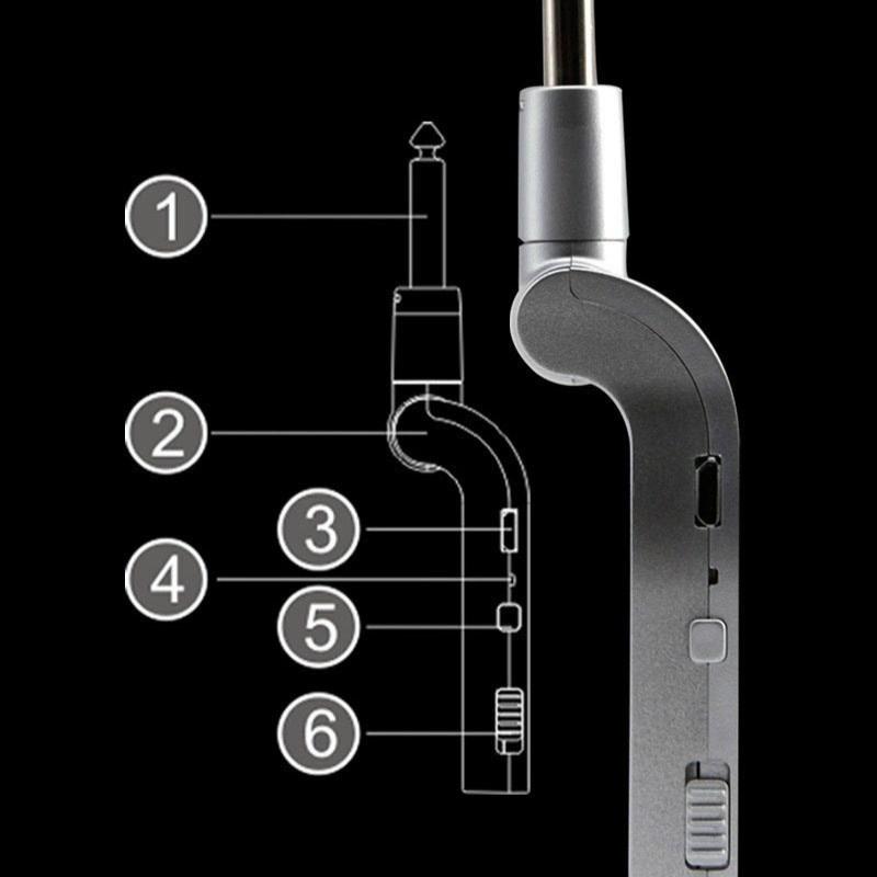 Guitar System Transmitter &amp; Receiver 2.4G Wireless Built-in Rechargeable Lithium Battery 30M Transmission Range for Electric Guitar Bass (Silver/Black)