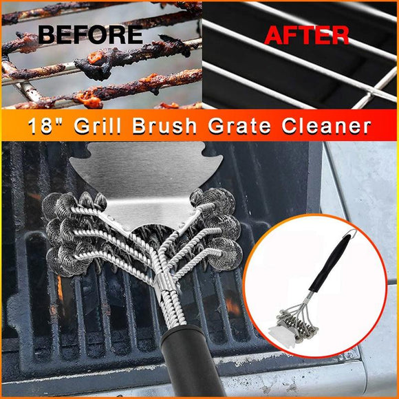 Grill Brush Bristle Free - Safe BBQ Cleaning Grill Brush and Scraper - 18" Best Stainless Steel Grilling Accessories Cleaner for Gas/Charcoal/Iron/Steel Grill grates [<lun>]