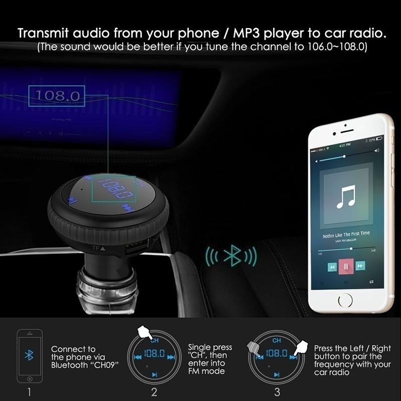 Car Locator,In Car Bluetooth FM Transmitter Handsfree Call Dual USB Charger Radio Adapter