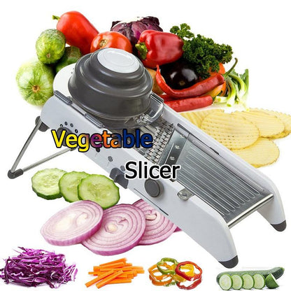 New Mandoline Food Slicer, Stainless Steel Adjustable Vegetable Cutter Manual Kitchen Vegetable Shredder Julienne Chopper for Potato French Fries Fruits Vegetable Salad White [<lun>]