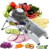 New Mandoline Food Slicer, Stainless Steel Adjustable Vegetable Cutter Manual Kitchen Vegetable Shredder Julienne Chopper for Potato French Fries Fruits Vegetable Salad White [&lt;lun&gt;]