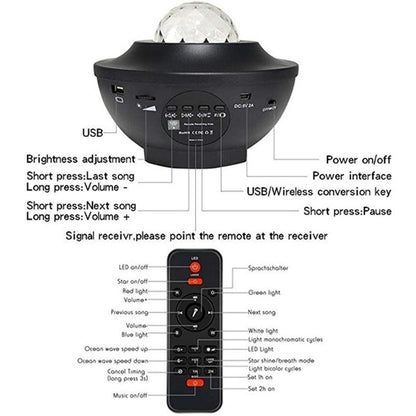 Newest 2 Styles Romantic Star Projector Light USB Voice Control Music Player LED Night Light Projection Lamp Star Light [<lun>]
