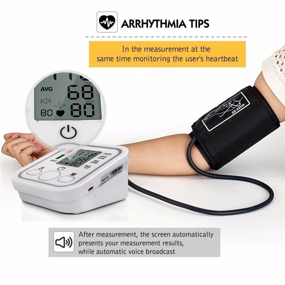 Home Health Care Digital Lcd Upper Arm Blood Pressure Monitor Heart Beat Meter Machine Tonometer for Measuring Blood Pressure Automatic Sphygmomanometer