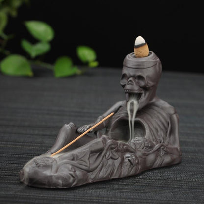 Halloween Skull and Black Dragon Backflow Incense Burners,Ceramic Home Decor  Handmade Gifts [<lun>]