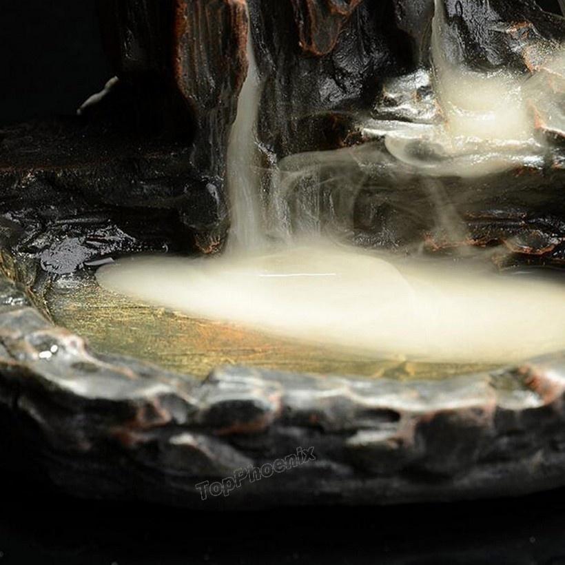 Ceramic Sculpture  Backflow Waterfall Smoke Incense Burner Censer Holder [<lun>]