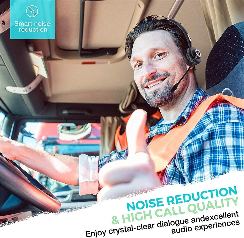 Bluetooth Headset with Mic Charging Dock,On-Ear Office Wireless Headset with Noise Cancelling Microphone for Call Center,Mobile Phones, Laptop,Skype,VoIP