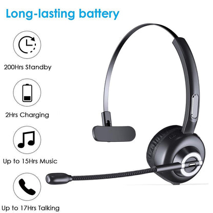 2020 New Truck Driver Headset/Bluetooth Phone Headset with Microphone,12hrs Talk Time Office Bluetooth Headset with Noise Canceling ,Bluetooth Headphones for Cell Phone,Computer,Car,Call Center,Support Music