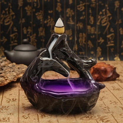 Retro Handmade Ceramic Backflow Incense Burner Home Decor Incense Holder Buddhist Crafts