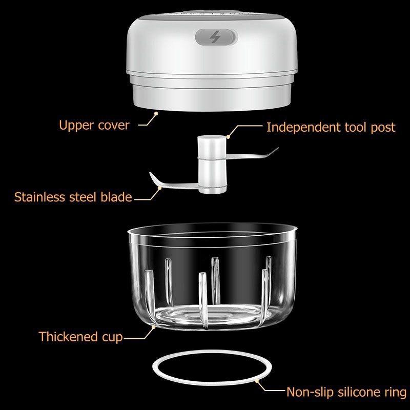2021 New Upgrade Smart Electric Mini Food Garlic Vegetable Chopper Meat Grinder Crusher Press for Nut Fruit Rechargeable Onion Multi-function Processor Kitchen Accessories Tools [<lun>]
