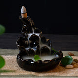 Retro Ceramic Incense Burner for Smoke Backflow Like Water Streaming Down Art Craft Incense Cones